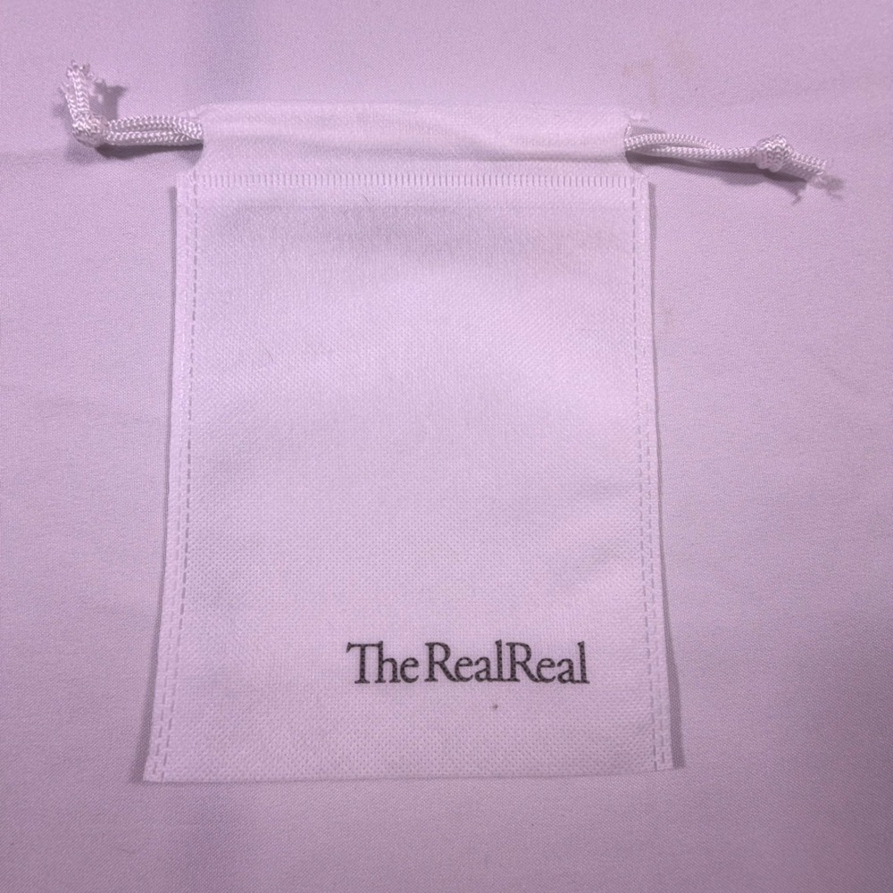 The RealReal White Jewelry Dust Bags Set of 2 Small Drawstring Pouches LogoPrint - Picture 5 of 5